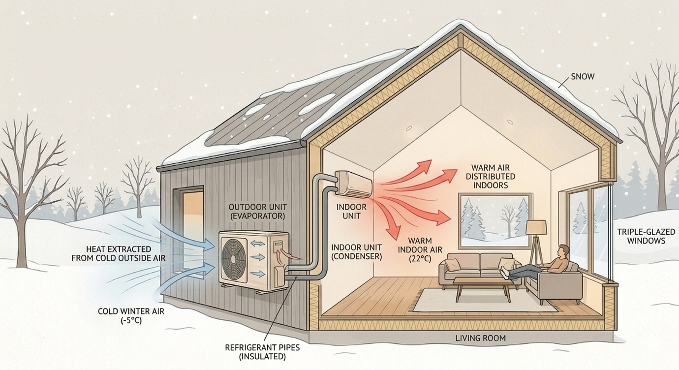 Air-to-air heat pump diagram